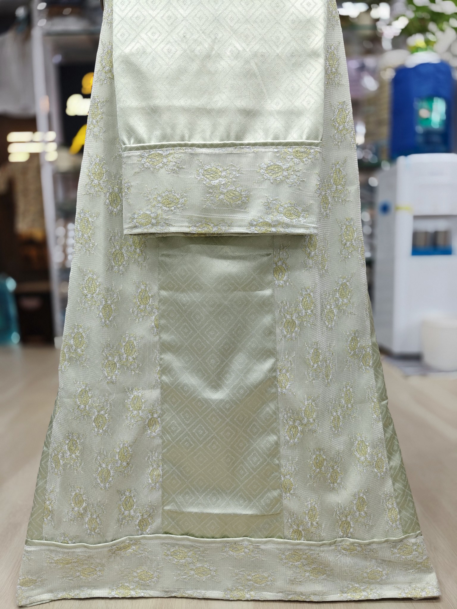  Golden Green Jacquard fabric 